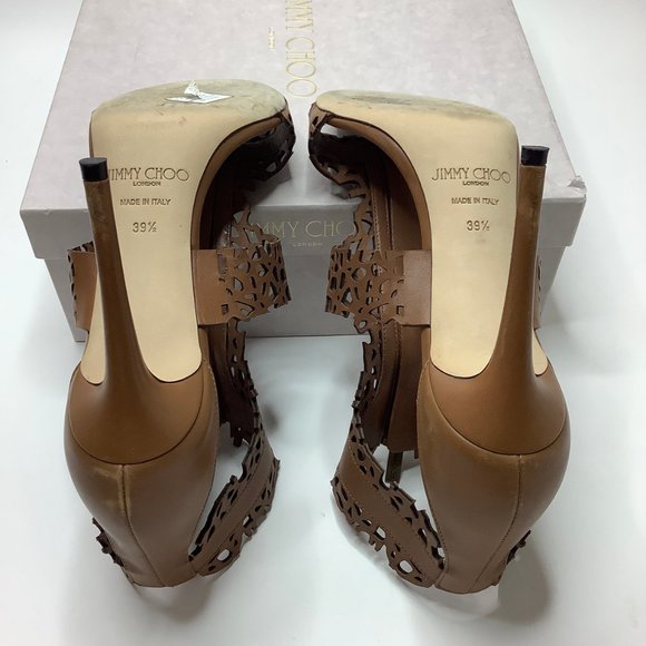 Jimmy Choo Megan T Strap Sandals 39.5 Brown - Picture 6 of 6